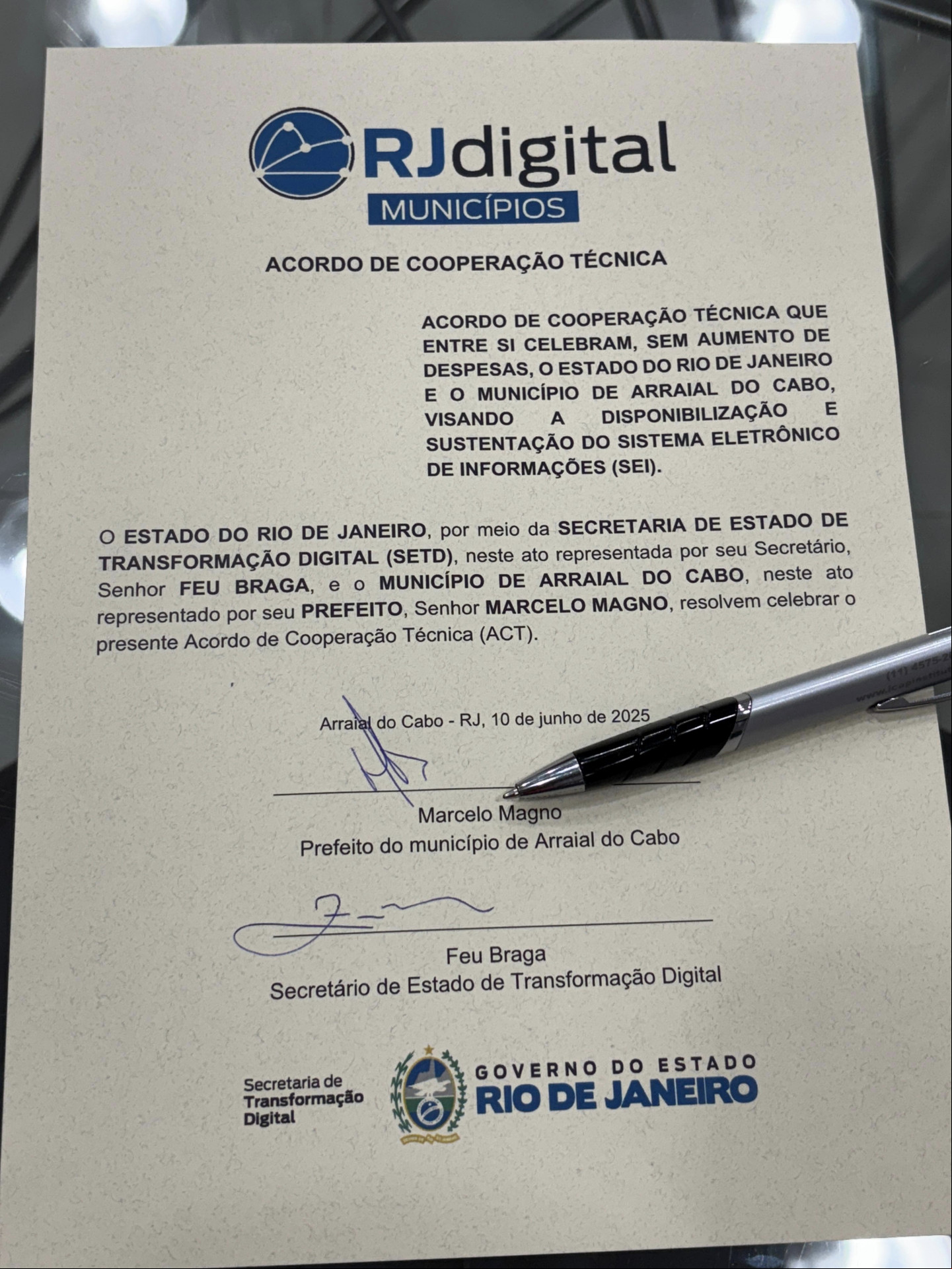 Prefeito Marcelo Magno (PL) assina termo de cooperação técnica - Ascom