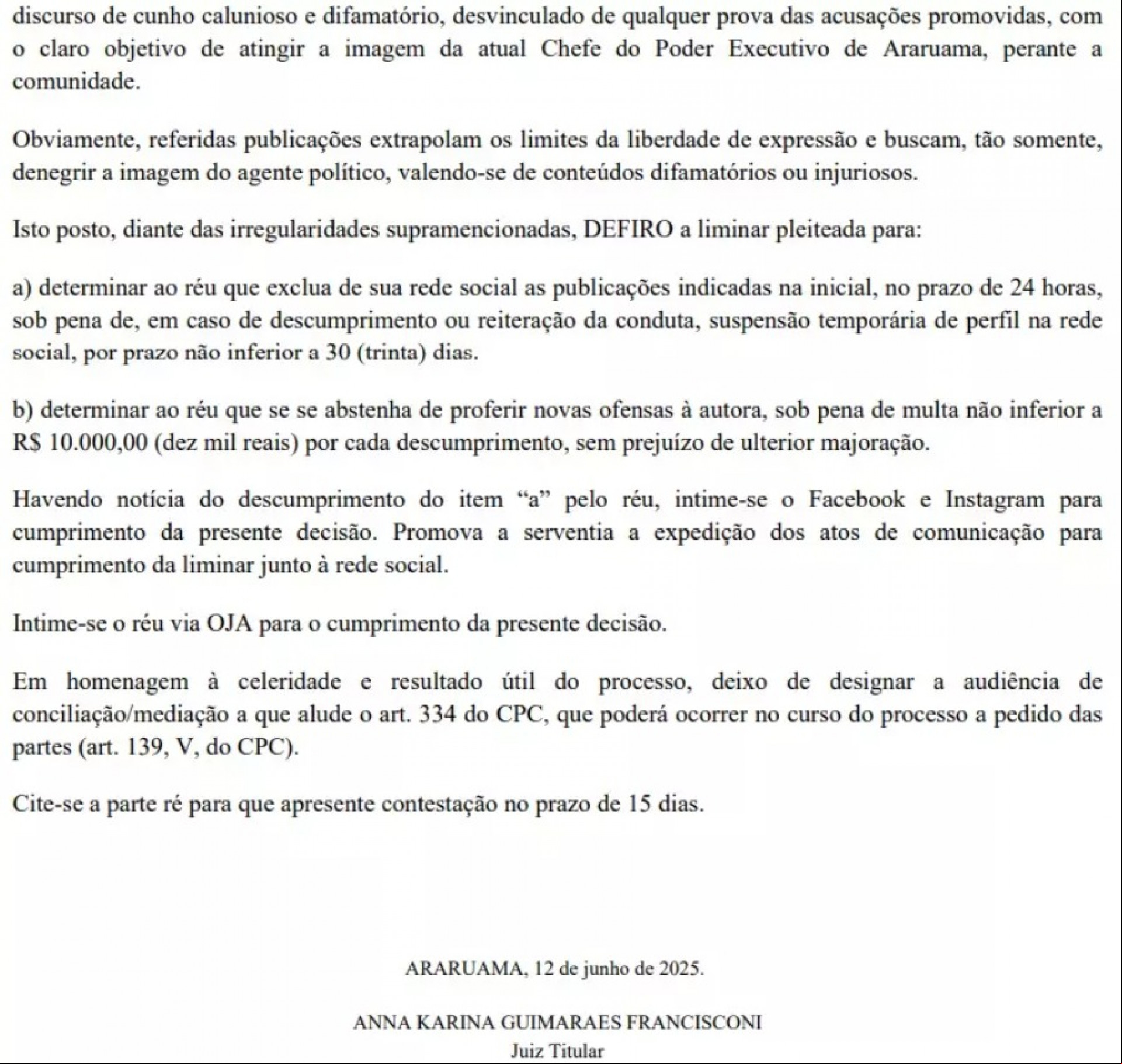 Decisão Judicial - Reprodução